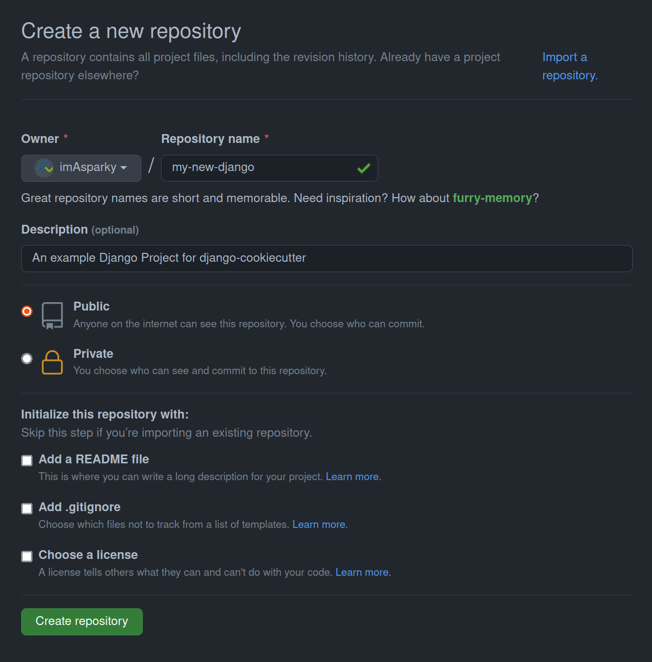 Create a New Repository