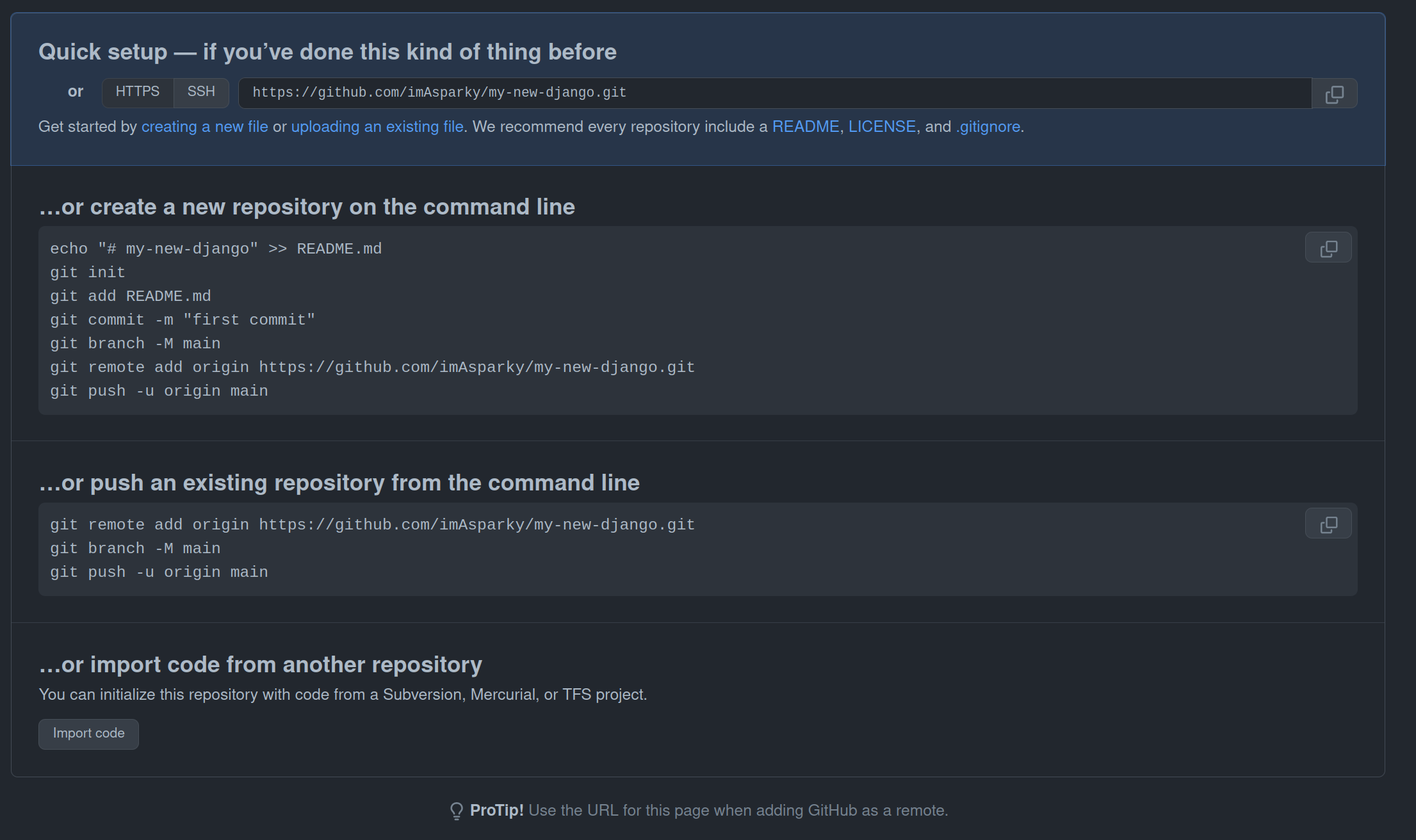 New Repository Command Line Options